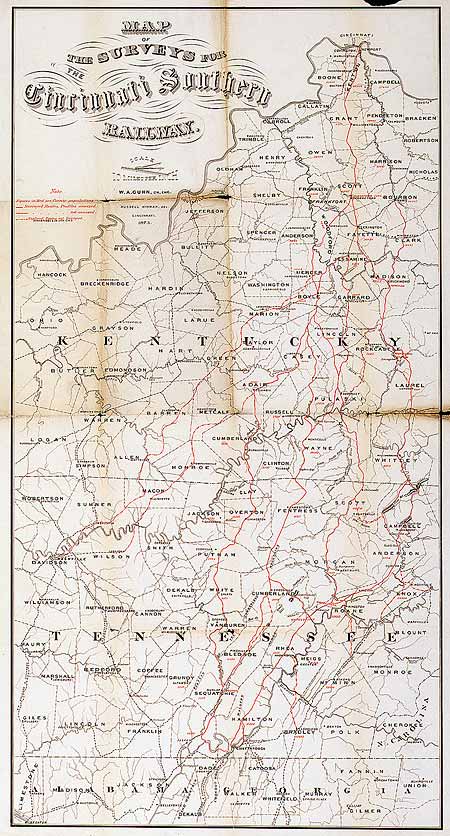 Map of the Surveys for the Cincinnati Southern Railway