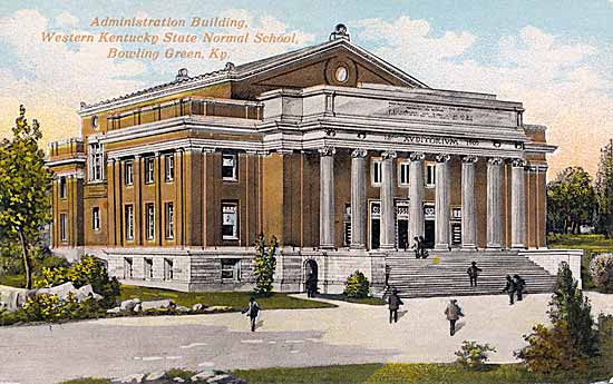 Postcard of the administration building at Western Kentucky Normal School.