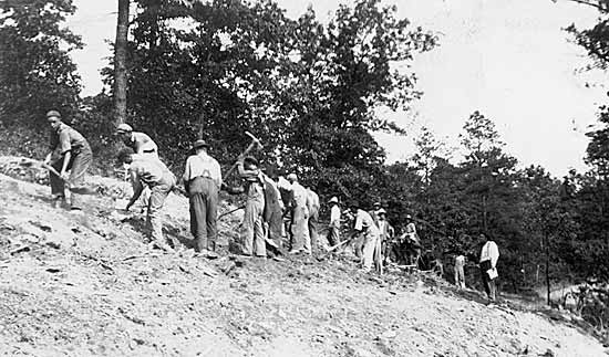 Road crew at work in Lee County, circa 1930.