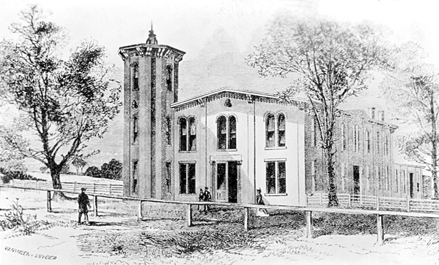 Drawing of Ashland, the Mechanical College of Kentucky University at Lexington, 1865