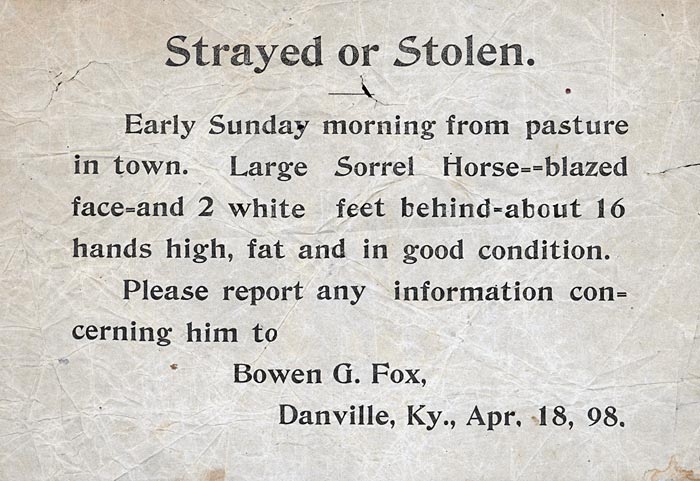 Handbill from the Doram family collection.