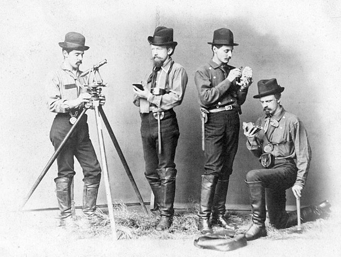 Geologists William B. Page, Phillip N. Moore, Charles J. Norwood, and John Robert Procter.