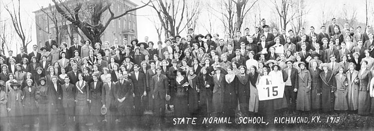 The class of 1915 at Eastern Kentucky State Normal School, Richmond, prior to World War I in 1913.