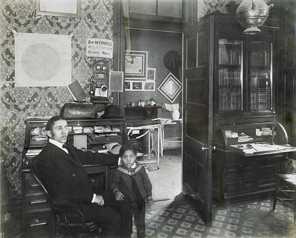 T. T. Wendell, M.D., in his Lexington office, ca. 1890s.