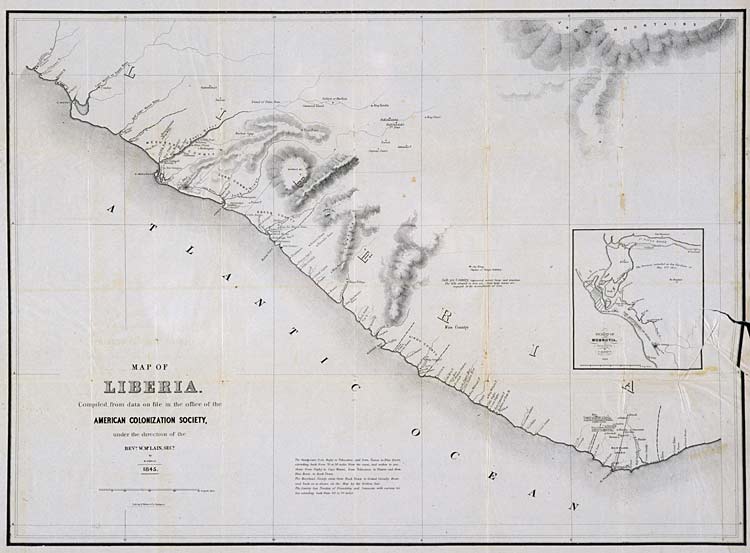 Map of Liberia, 1845.