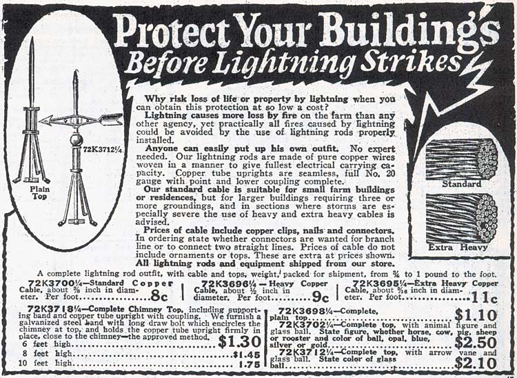 Lightning rod advertisement.